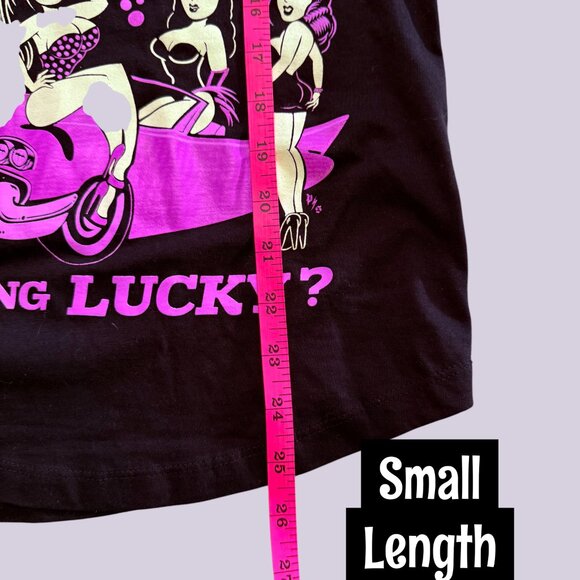 NWT SINCITY SIRENS - FEELING LUCKY? LAS VEGAS LONGBODY RACERBACK TANK PURPLE - Picture 4 of 12